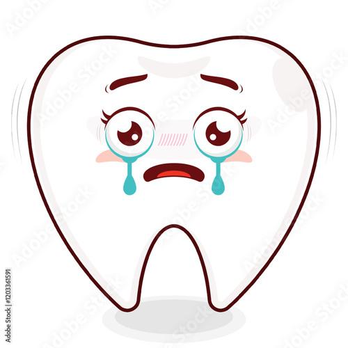 tooth scared face cartoon cute