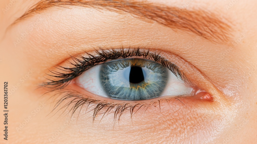 Fototapeta premium A close up of a woman's blue eye with long eyelashes