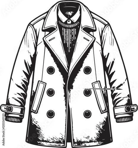 Jacket vector in black and white