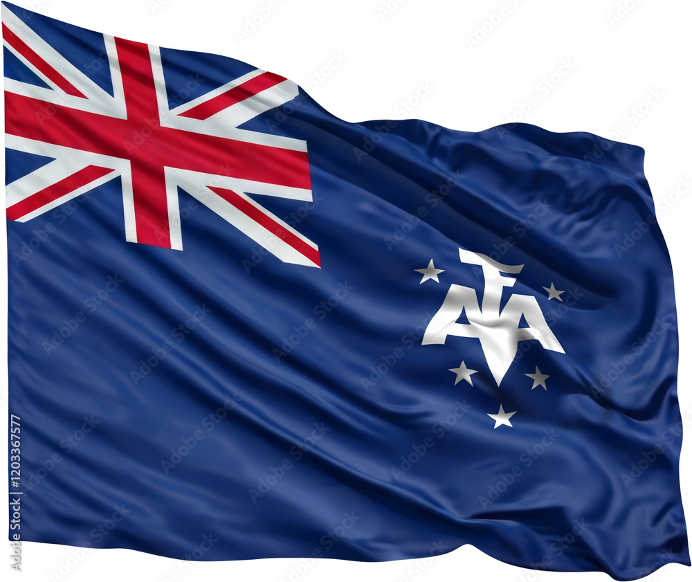 Fototapeta premium waving flag of French Australian Lands, national symbol