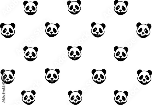 Panda silhouettes displayed on graphic design minimalist, isolate white background photo