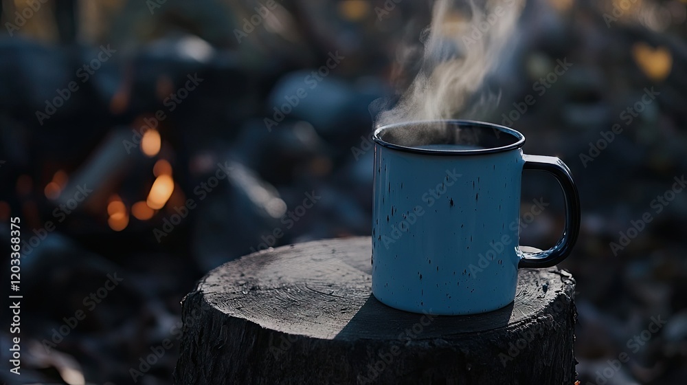 Campfire Coffee Mug: A Serene Morning in the Woods Campfire Coffee Mug: A Serene Morning in the Woods