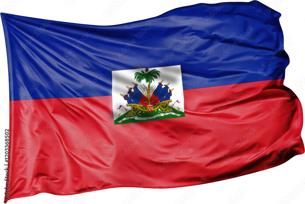 Fototapeta premium Waving flag of Haiti, national symbol