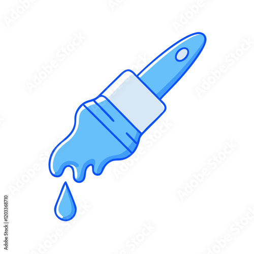 paintbrush dipped in blue paint icon, paintbrush dipped in blue paint vector, 