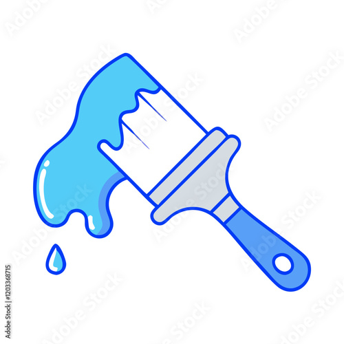 paintbrush dipped in blue paint icon, paintbrush dipped in blue paint vector, 