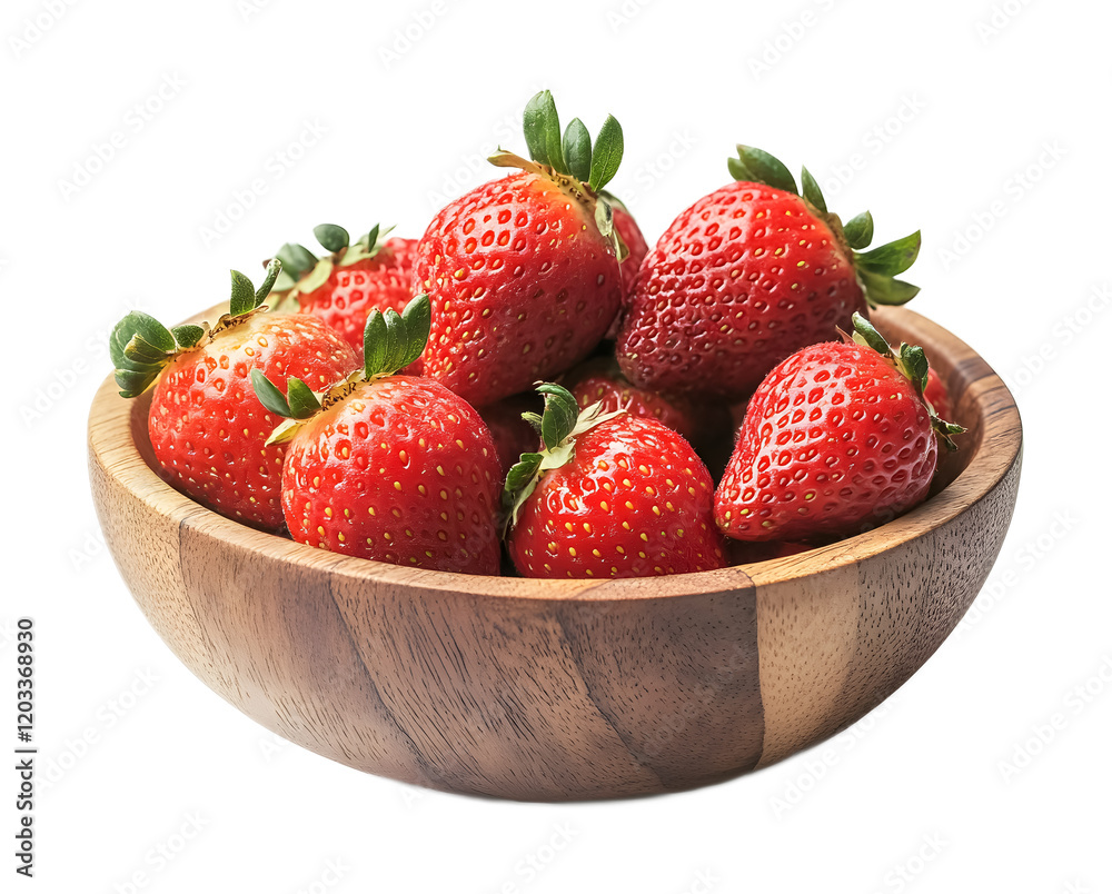 fresh strawberries in a wooden bowl isolated white background fresh strawberries in a wooden bowl isolated white background