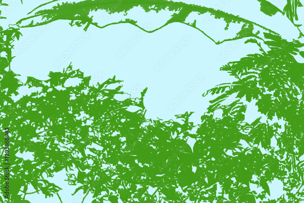 Fototapeta premium silhouette of trees and vines against blue sky background