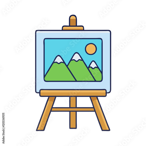 paint easel with landscape icon, paint easel with landscape vector illustration-simple illustration of paint easel with landscape, perfect for paint easel with landscape logos and icons