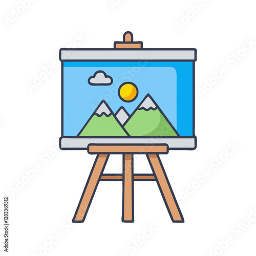 paint easel with landscape icon, paint easel with landscape vector illustration-simple illustration of paint easel with landscape, perfect for paint easel with landscape logos and icons