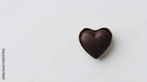 Heart-Shaped Dark Chocolate on Minimalist White Background for Valentine's Day or Romantic Celebrations