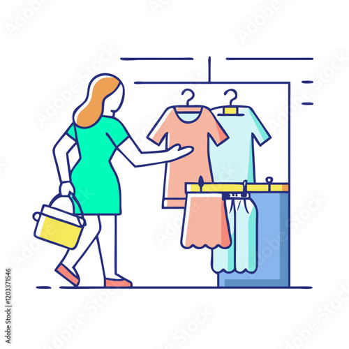 shopper in a fitting room icon, shopper in a fitting room vector illustration-simple illustration of shopper in a fitting room, perfect for shopper in a fitting room logos and icons
