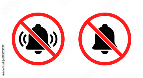 Bell forbidden sign icon in generic style. No notification, prohibition sign symbol