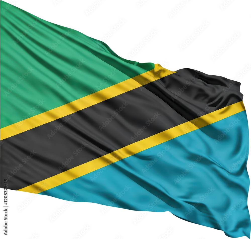 waving flag of Tanzania, national symbol waving flag of Tanzania, national symbol
