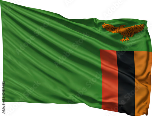 waving flag of Zambia, national symbol