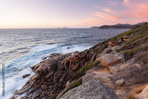Norman Point Lookout - Wilsons-Promontory National Park, Norman bay zum Sonnenuntergang.