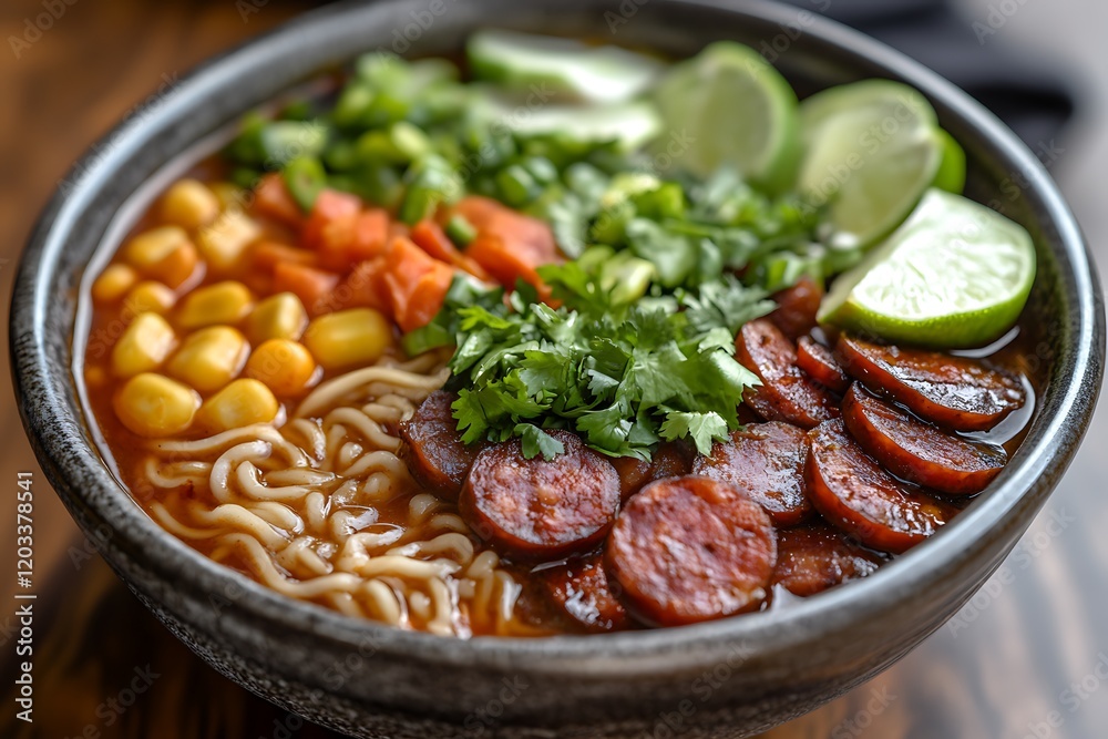 Mexican ramen with spicy broth Mexican ramen with spicy broth