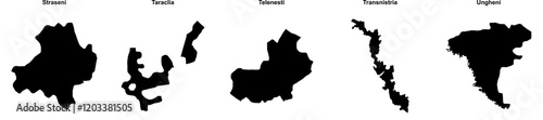Straseni, Taraclia, Telenesti, Transnistria, Ungheni outline maps