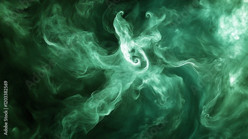 Abstract Green Swirling Smoke AI Art Background