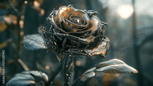 A cool looking steampunk inspired rose metal art photo