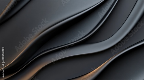 Black flowing curves with soft gradients and luxurious texture
