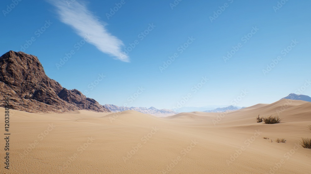Vast Desert Landscape under Clear Blue Sky