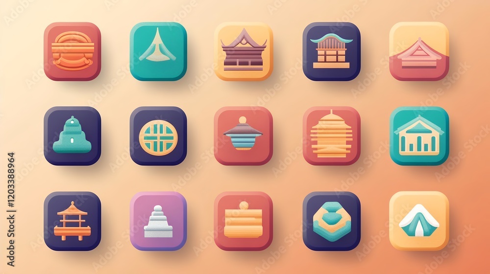 Japanese Architecture Icons Design App Ui Kit Japanese Architecture Icons Design App Ui Kit