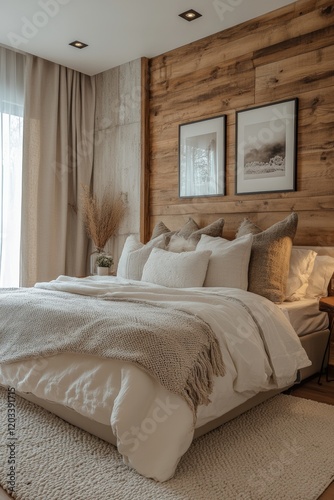 Wallpaper Mural Serene modern bedroom with neutral tones cozy atmosphere contemporary design inviting space high fidelity Torontodigital.ca