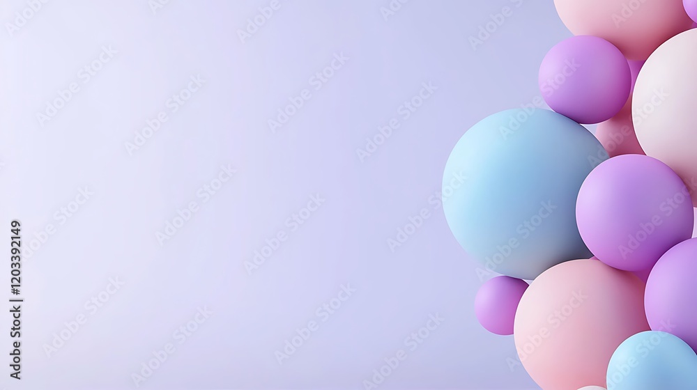 Pastel Balloons Floating on a Soft Purple Background Pastel Balloons Floating on a Soft Purple Background