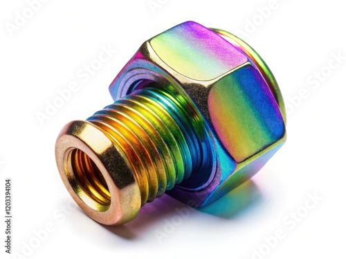 High-resolution aerial shot: white background showcases a single hex head cap nut bolt. Perfect for industrial designs.