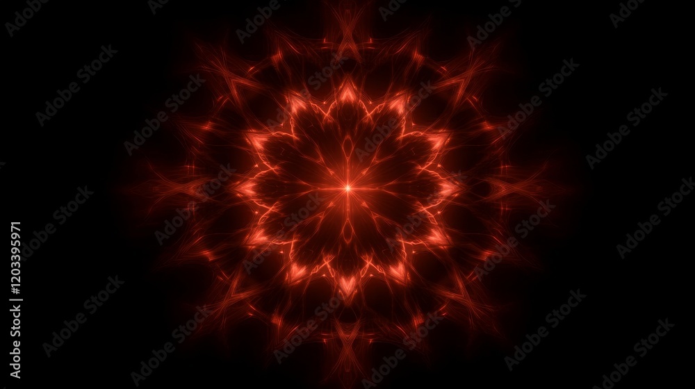 Fiery Mandala Abstract Red Energy Burst Design Fiery Mandala Abstract Red Energy Burst Design