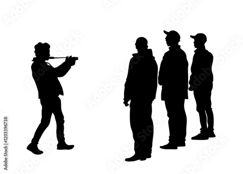 Big crowds people walking on white background