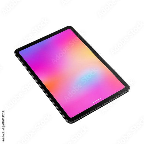 Modern Tablet Displaying Vibrant Gradient Background,