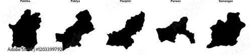 Paktika, Paktya, Panjshir, Parwan, Samangan outline maps photo