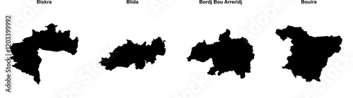 Biskra, Blida, Bordj Bou Arreridj, Bouira outline maps photo