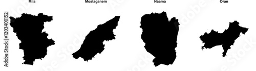 Mila, Mostaganem, Naama, Oran outline maps