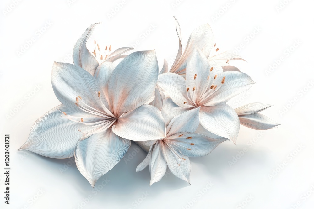 Fototapeta premium 3D Amaryllis Isolated and White Background