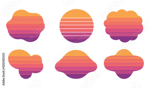 Minimalist Vintage Charm and Nostalgic Summer Scenes 80s Vintage Retro Sunset Set vector Summer  Themes Tropical Vibes Classic Palm Tree sunset vector .Beach Sunset Vector Set. Timeless  of the 80s
