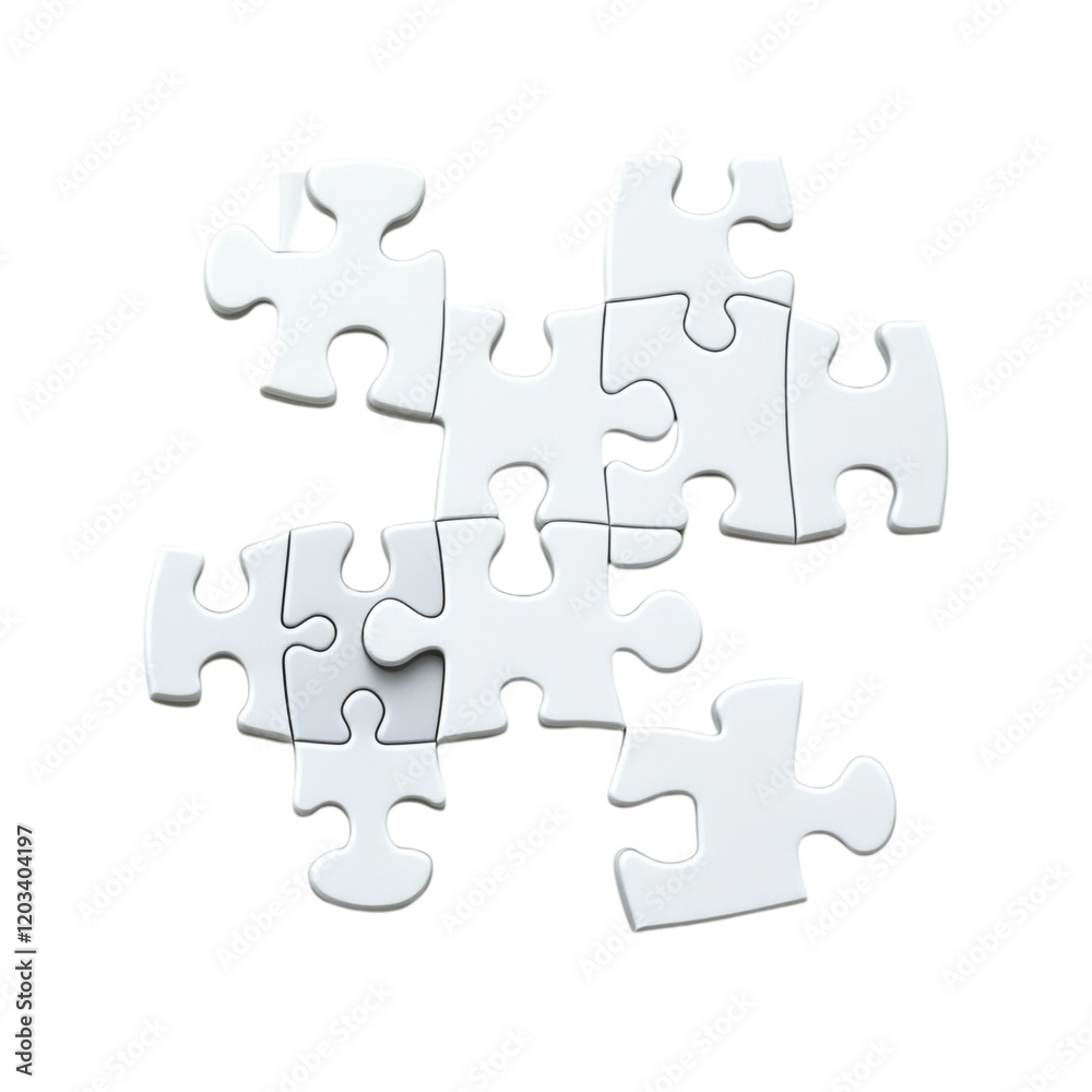 White Puzzle Pieces Interlocking Teamwork Collaboration Solution, White Puzzle Pieces Interlocking Teamwork Collaboration Solution,