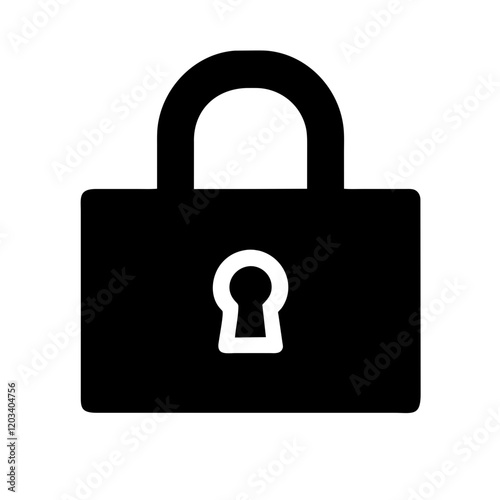 Security Lock: A simple, black padlock signifies security, privacy, and protection against unauthorized access.
