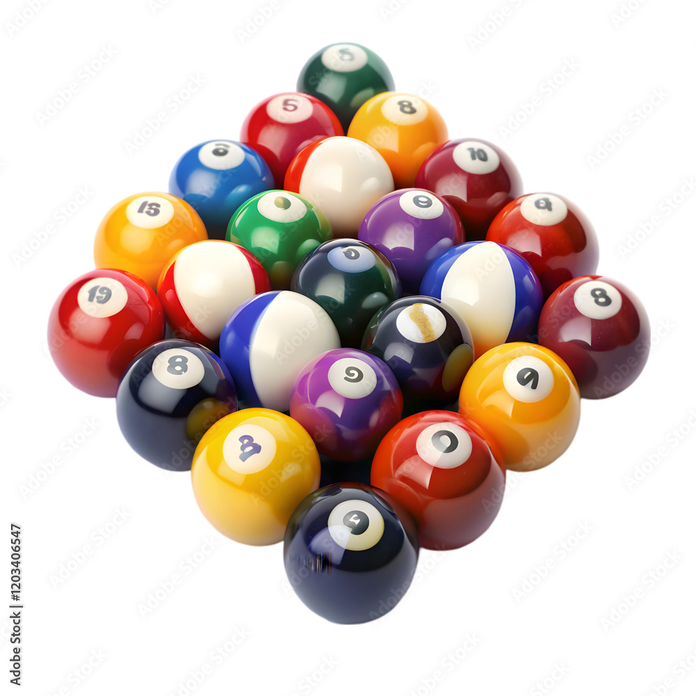 Billiardballs ready to break on white background Billiardballs ready to break on white background