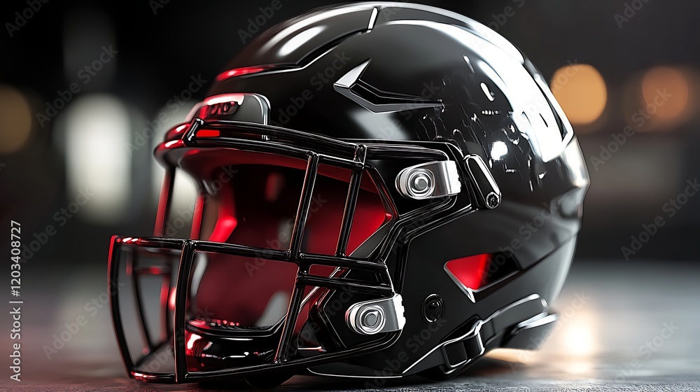 Professional football helmet artwork shiny reflective surface with sleek metallic finish Professional football helmet artwork shiny reflective surface with sleek metallic finish