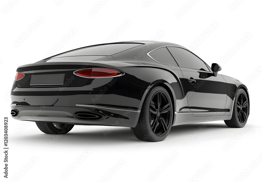 Sleek Black Sports Car Rear Close-Up with Glossy Finish Sleek Black Sports Car Rear Close-Up with Glossy Finish
