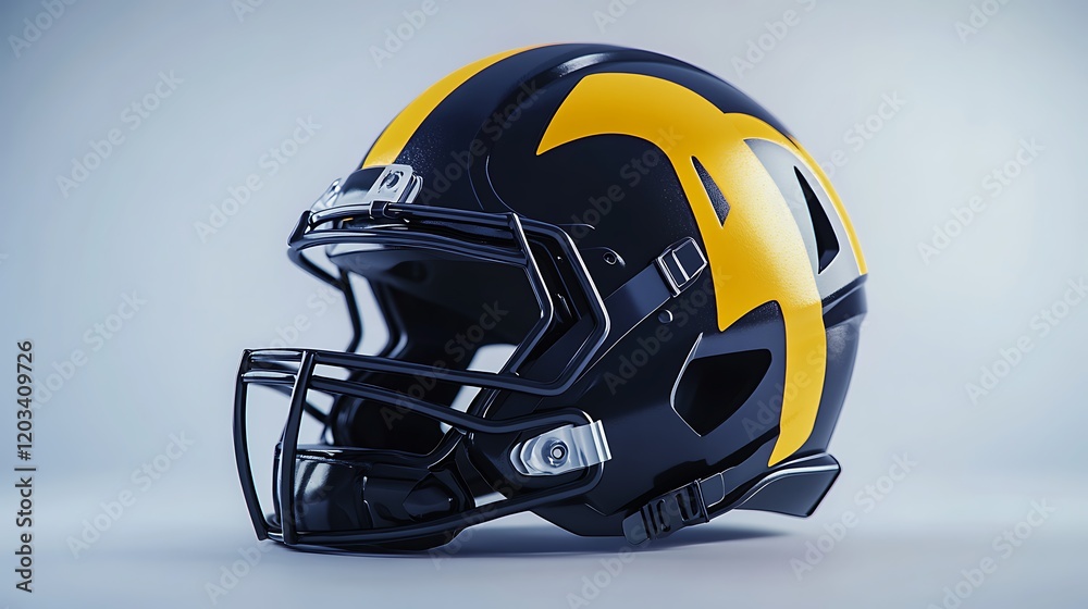 Fototapeta premium Shiny reflective football helmet design sleek metallic surface for minimalist fans