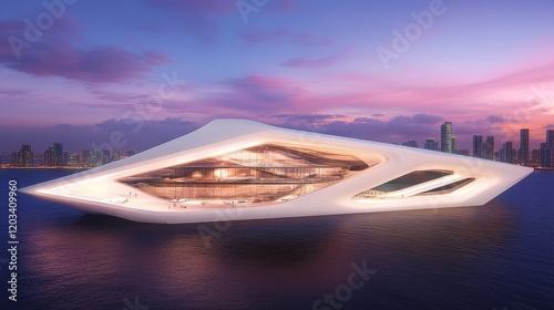 Wallpaper Mural Futuristic Floating Structure, Cityscape Background Torontodigital.ca