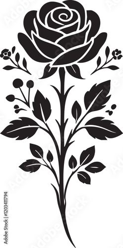 nice Rose silhouette vector art illustration