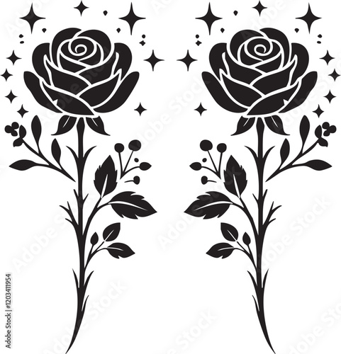 nice Rose silhouette vector art illustration