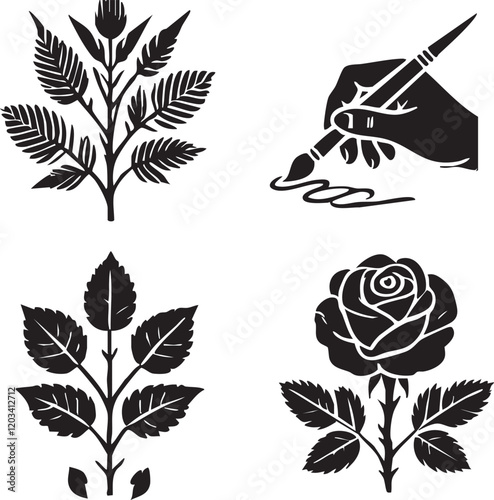 nice Rose silhouette vector art illustration