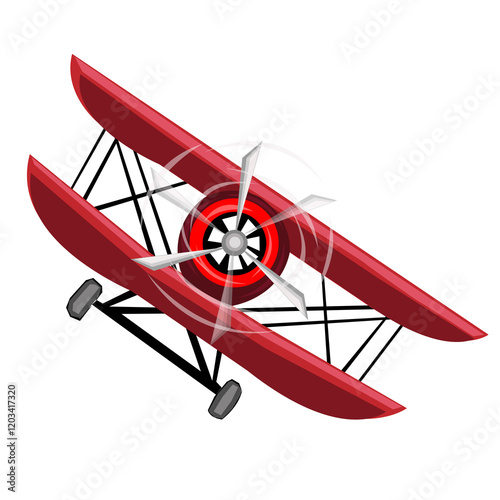 Old plance classic aircraft flying in red color vector high resolution for graphics assets photo