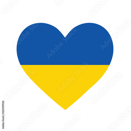 Flag of Ukraine inside a heart shape. Ukrainian country symbol.