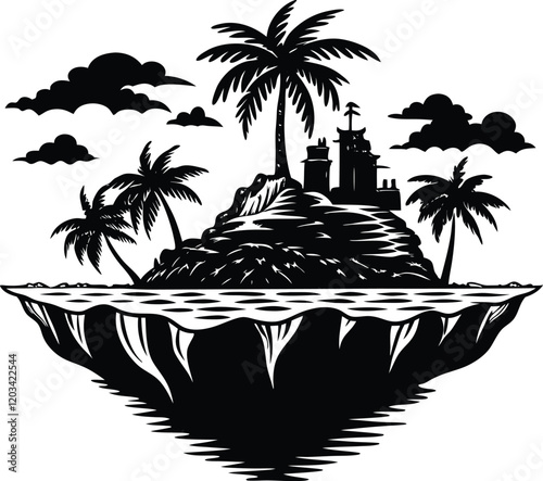 Set of palm trees vector art illustration
